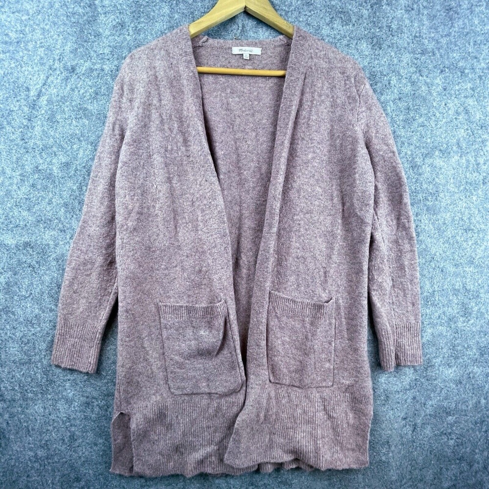 Madewell Open Cardigan Womens XS Purple Knit Long Pockets Cozy Wool Lagenlook
